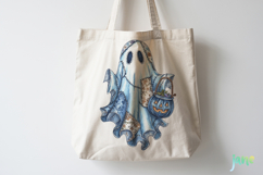 Retro Halloween Blue Denim Ghost Sublimation Clipart Product Image 4