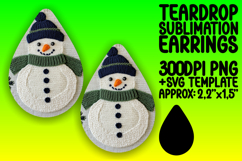 Bright Teardrop Earrings Template Art , Snowman Product Image 1