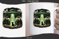 UFO black cat png design for T-shirt Product Image 3