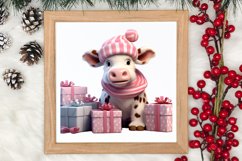 Cute Pink Christmas Animals Clipart Sublimation Product Image 3