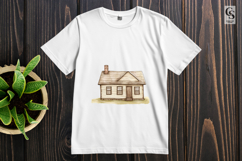 Rustic Wooden Cabin House Clipart PNG Product Image 3