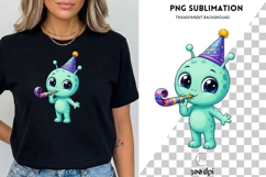 Alien Birthday PNG, Cute Outer Space Party Clipart Product Image 3