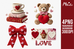 Knitted Valentine Elements Latch Hook Yarn PNG Sublimation Product Image 1