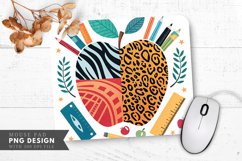 Funky Apple Adventure with Animal Prints Mouse Pad PNG Product Image 1