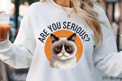 ARE YOU SERIOUS PNG, Funny Cats Sublimation Quotes PNG Product Image 3