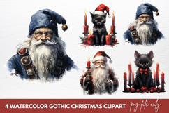 Watercolor Gothic Christmas Clipart Sublimation Product Image 1