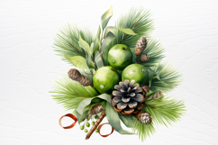 Winter Christmas Greenery Clipart PNG Product Image 3