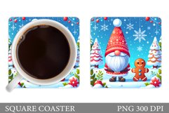 Cute Gnome Coaster Design. Christmas Coaster Sublimation Product Image 1