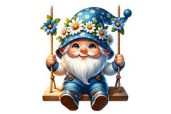Cute Gnome Swinging Spring Clipart Sublimation PNG Design Product Image 1