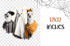 Halloween Lama PNG, Cute Halloween Animals T-Shirt Product Image 3