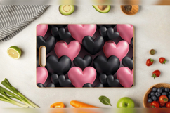 Pink &amp; Black 3D Hearts Cutting Boards sublimation Designs Product Image 3