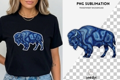 Blue Bison Embroidery PNG | Western Buffalo Clipart, Rustic Product Image 3