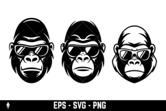 Vector logo of a gorilla or monkey's face wearing sunglasses Product Image 3