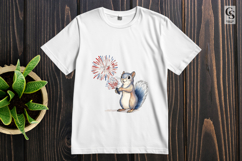 Patriotic Squirrel Fireworks Clipart PNG Product Image 3