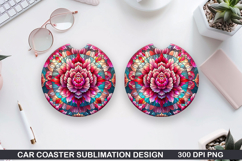 Flower Car coaster sublimation, Summer Coaster PNG Design Product Image 1