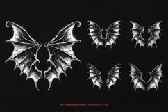 10 Bundle Dark Art Bat Wings Demon Gothic Devil Wings Horror Product Image 5