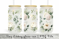 White Flowers 16 oz Tumbler Wrap Libbey Glass Can Product Image 1