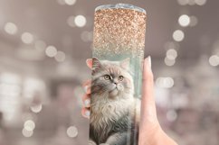 Cute Cat Tumbler Sublimation | Glitter Tumbler Wrap 20 oz Product Image 3