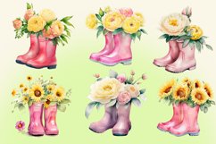 Gardening Rainboots with Flowers Clipart Product Image 3