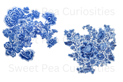 Blue Toile, Ephemera, PNG, Clipart, Junk Journal, flowers Product Image 3