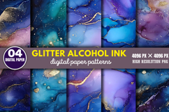 Glitter Alcohol Ink Background Paper Bundle PNG Product Image 4