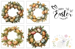 Easter Wreath Square Coasters, Easter Wreath Sublimation Product Image 3