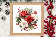 Christmas Flowers Watercolor Clipart, Christmas PNG Product Image 3