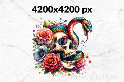 Floral Snake Skull PNG Gothic Halloween Sublimation Design Product Image 2