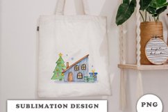 Watercolor Christmas house Sublimation design Product Image 3