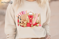 Nail Tech Sublimation PNG Red Gold Beauty Tools Design Product Image 4