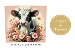 Cute Cow Tumbler Design, Freesia Tumbler Template, Cow PNG Product Image 3