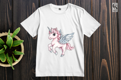 Cute Pink Unicorn Watercolor Clipart Sublimation PNG Product Image 3