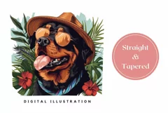 Tropical Tumbler Wrap Design, Rottweiler Dog Tumbler PNG Product Image 3