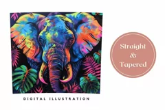 Colorful Elephant Tumbler Wrap, Tropical Leaves Tumbler PNG Product Image 3