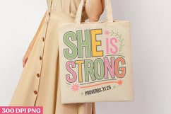 She is strong proverbs 31:25 PNG, Retro Christian Sublimatio Product Image 3