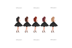 Birthday Girl Clipart Black Dress | Fashion Woman Champagne Product Image 2