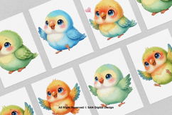 15 Bundle Watercolor Colorful Love Bird Cute Kids Flying Product Image 3