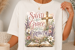 Saved By Grace Still Growing Christian Floral SVG Product Image 1