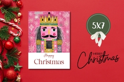 Pink Christmas Nutcracker Greeting Card, Christmas Card Product Image 3