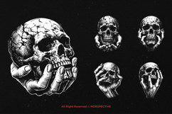 10 Bundle Dark Art Skull Head Holding with Hand Bone Product Image 5