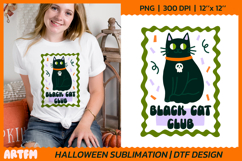 Black Cat Club Sublimation | Whimsical Halloween DTF Print Product Image 1