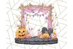 Creepy Carnival Halloween Clipart PNG with Hayride Art Product Image 3