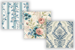 Grandmillennial Toile Digital Paper Pack, Vintage Floral Product Image 3