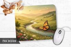 Butterfly Bliss in a Colorful Valley Mouse Pad PNG Design Product Image 1