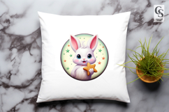Cute Bunny With Stars Clipart Sublimation PNG Product Image 3