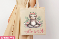 Hello World PNG, Sloth Sublimation PNG Product Image 1