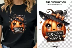 Spooky Mama, Funny Autumn, Coquette Pumpkin, PNG Digital Product Image 1