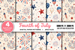 Fourth Of July Watercolor Digital Paper JPG Product Image 1
