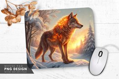 Fiery Wolf in a Snowy Landscape Mouse Pad PNG Design Product Image 1