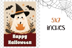 Happy Halloween Greeting Card Printable, Cartoon Ghost Card Product Image 3
